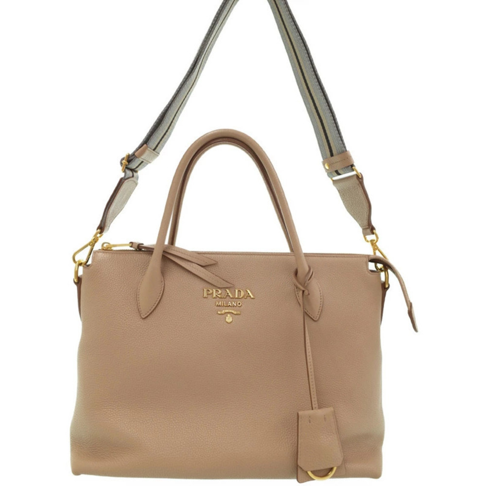 Prada Vitello Daino Cammeo beige leather 2way tote bag - Picture 1 of 9